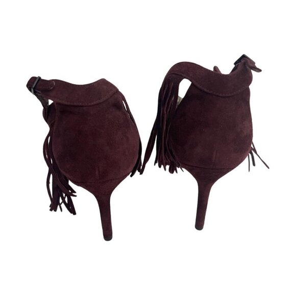 Stuart Weitzman brown suede fringe heels size 7 - Picture 4 of 7